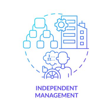 Independent management blue gradient concept icon. Decision making freedom. Private sector feature abstract idea thin line illustration. Isolated outline drawing. Myriad Pro-Bold font used