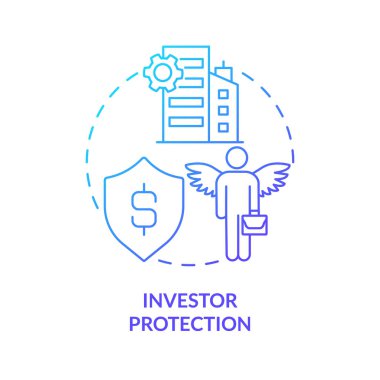 Investor protection blue gradient concept icon. Financial safety. Private sector regulations abstract idea thin line illustration. Isolated outline drawing. Myriad Pro-Bold font used