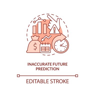 Inaccurate future prediction terracotta concept icon. Economic indicators cons abstract idea thin line illustration. Isolated outline drawing. Editable stroke. Arial, Myriad Pro-Bold fonts used