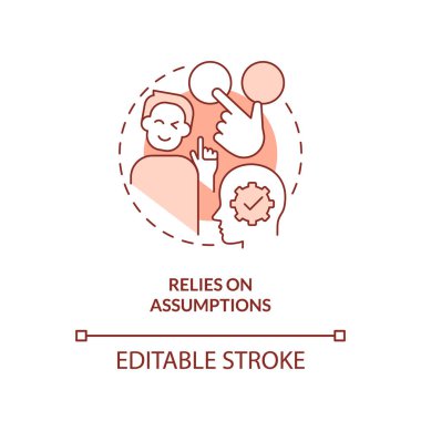 Relies on assumptions terracotta concept icon. Economic indicators disadvantage abstract idea thin line illustration. Isolated outline drawing. Editable stroke. Arial, Myriad Pro-Bold fonts used