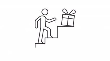 Animated gain present linear icon. Loyalty program for customers. Loyal consumer. Seamless loop HD video with alpha channel on transparent background. Outline motion graphic animation