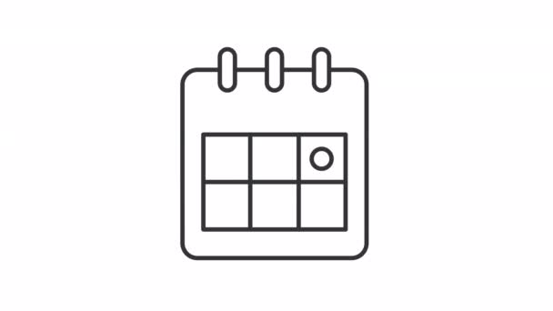 Animated Calendar Linear Icon Planning Appointment Countdown Project Deadline Seamless — 图库视频影像