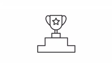 Animated award linear icon. Sport competition winner. Reward based motivation. Championship. Seamless loop HD video with alpha channel on transparent background. Outline motion graphic animation