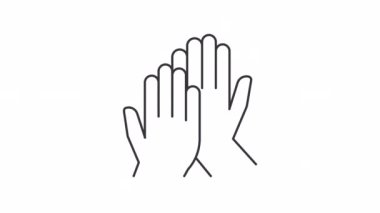 Animated high five linear icon. Body language. Hand gesture. Positive interaction. Seamless loop HD video with alpha channel on transparent background. Outline motion graphic animation