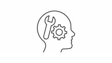 Animated skills linear icon. Competence motivation. Technical knowledge. Qualification. Seamless loop HD video with alpha channel on transparent background. Outline motion graphic animation
