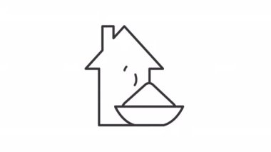 Animated home and food linear icon. Basic physiological need. Shelter and nourishment. Seamless loop HD video with alpha channel on transparent background. Outline motion graphic animation