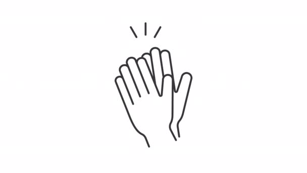 Animated Applause Linear Icon Cheering Audience Appreciation Recognition Seamless Loop — Stok video