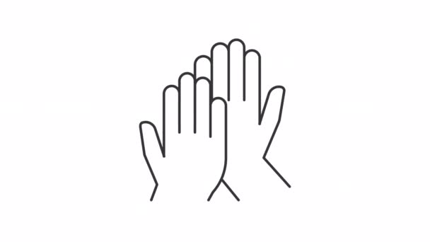 Animated High Five Linear Icon Body Language Hand Gesture Positive — Stock video