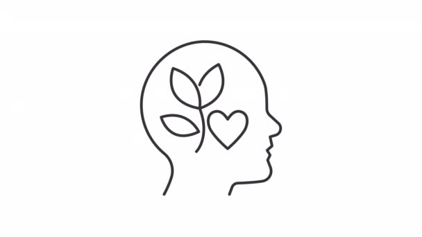 Animated Mental Health Linear Icon Positive Mindset Psychology Intrinsic Motivation — Wideo stockowe
