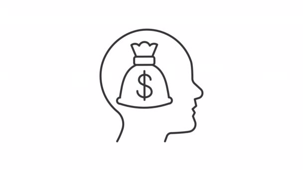 Geanimeerde Cash Motivatie Lineair Pictogram Denk Aan Geld Financiële Motivatie — Stockvideo