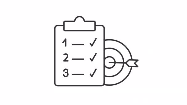 Animated Clear Goals Linear Icon Checklist Business Objectives List Tasks — Vídeos de Stock