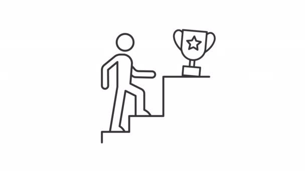 Animated Motivation Linear Icons Intrinsic Motivation Self Development Achievements Seamless — Stock Video