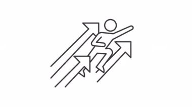 Animated development linear icons. Self improvement. Motivation and success. Competition winner. Seamless loop HD video with alpha channel on transparent background. Outline motion graphic animation