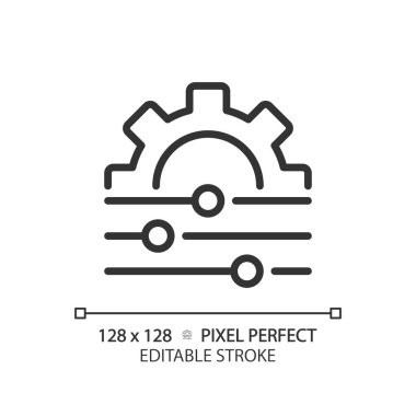 Adjustment pixel perfect linear icon. Personal changes. System regulation. Switch level. Customization and alignment. Thin line illustration. Contour symbol. Vector outline drawing. Editable stroke