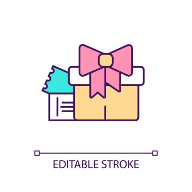 Rewards for loyal customers RGB color icon. Gift and discount coupons engaging audience. Marketing strategy ideas. Isolated vector illustration. Simple filled line drawing. Editable stroke