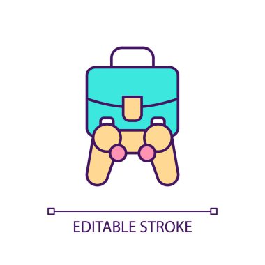 Gamification of business RGB color icon. Game technology in corporate activities. Career promotion incentives. Isolated vector illustration. Simple filled line drawing. Editable stroke