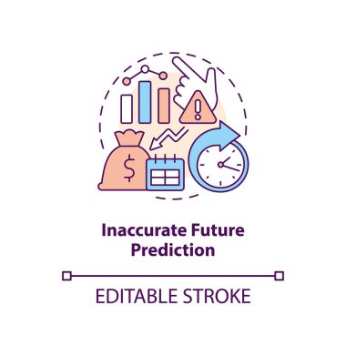 Inaccurate future prediction concept icon. Economic indicators disadvantage abstract idea thin line illustration. Isolated outline drawing. Editable stroke. Arial, Myriad Pro-Bold fonts used