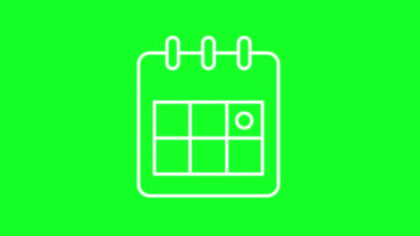 Animated Calendar White Line Icon Planning Appointment Countdown Loop Video — 图库视频影像