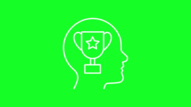 Animated Reward White Line Icon Achievement Motivation Champion Loop Video — Wideo stockowe