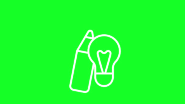 Animated Inspiration White Line Icon Creative Solution Idea Loop Video — Stockvideo