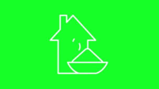 Animated Home Food White Line Icon Basic Physiological Need Loop — 图库视频影像
