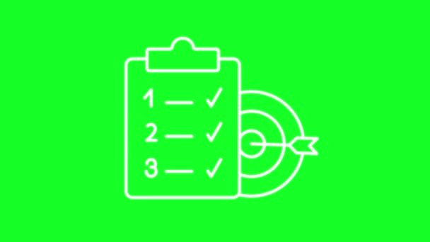 Animated Clear Goals White Line Icon Checklist Business Objectives Loop — Vídeos de Stock