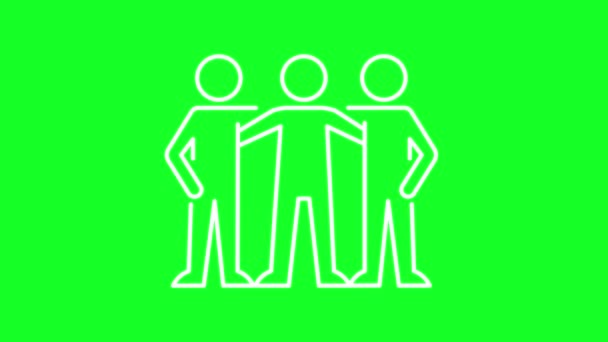 Animated Friendship White Line Icon Affiliate Motivation Loop Video Chroma — ストック動画