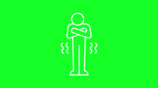 Animated Chills White Line Icon Fever Temperature Flu Symptom Loop — Videoclip de stoc