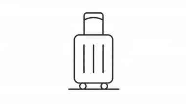 Animated baggage linear icon. Personal belongings. Tourist luggage. Bag transportation service. Seamless loop HD video with alpha channel on transparent background. Outline motion graphic animation