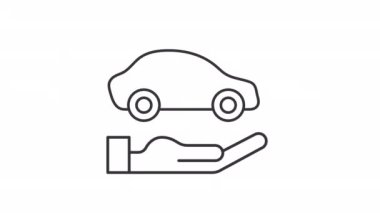 Animated car sale linear icon. Selling automobile. Commercial offer. Buying vehicle. Seamless loop HD video with alpha channel on transparent background. Outline motion graphic animation