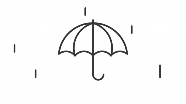 Animowana Ikona Liniowa Parasola Akcesoria Ochrony Przeciwdeszczowej Prognoza Pogody Symbol — Wideo stockowe