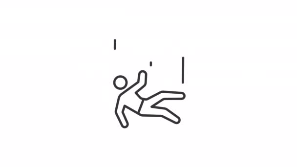 动画事故线形图标 从楼梯上摔下来的人事故保险准备好了无缝隙循环高清视频与透明背景的阿尔法通道 轮廓运动图形动画 — 图库视频影像