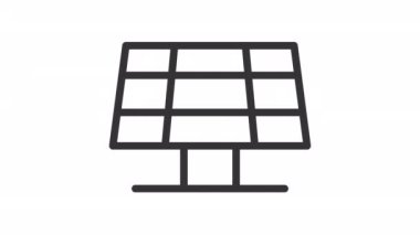 Animasyon fotovoltaik doğrusal simge. Alternatif enerji kaynağı. Ev için güneş paneli. Şeffaf arkaplanda alfa kanalı olan kusursuz HD video. Taslak hareketli grafik canlandırması