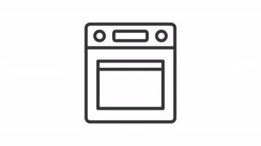 Animasyon akıllı soba doğrusal simgesi. Otomatik cihaz. Kablosuz kontrol. Evde yemek pişirmek. Şeffaf arkaplanda alfa kanalı olan kusursuz HD video. Taslak hareketli grafik canlandırması