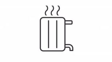 Canlı radyatör doğrusal simgesi. Ev için ısıtma sistemi. Sıcaklık yönetmeliği. Termostat. Şeffaf arkaplanda alfa kanalı olan kusursuz HD video. Taslak hareketli grafik canlandırması