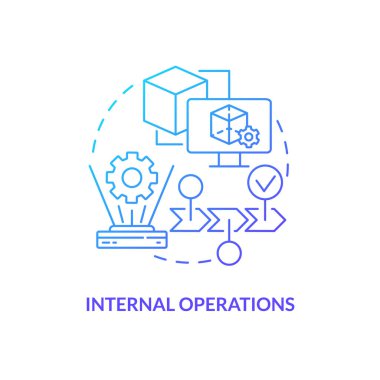 İç operasyonlar mavi gradyan konsept simgesi. Sanal modeller test ediliyor. Metasek kategori soyut fikir ince çizgi çizimi. İzole bir taslak çizim. Kullanılan sayısız Pro-Kalın yazı tipi