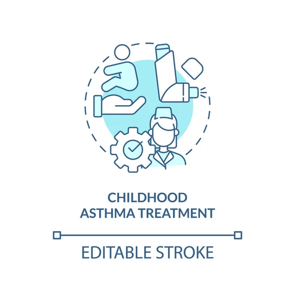 stock vector Childhood asthma treatment blue concept icon. Pediatric home health care abstract idea thin line illustration. Isolated outline drawing. Editable stroke. Arial, Myriad Pro-Bold fonts used