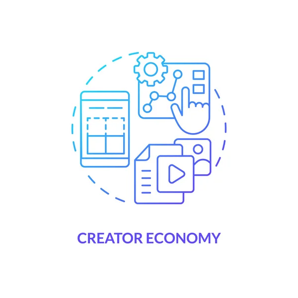 Creator Economy Blue Gradient Concept Icon Business Digitization Process Layer — Stock Vector