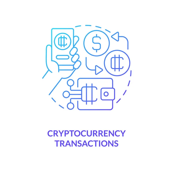 stock vector Cryptocurrency transactions blue gradient concept icon. Blockchain. Metaverse importance for business abstract idea thin line illustration. Isolated outline drawing. Myriad Pro-Bold font used