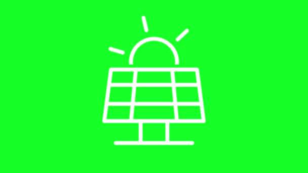 Painel Solar Animado Ícone Linha Branca Aparelho Para Casa Loop — Vídeo de Stock