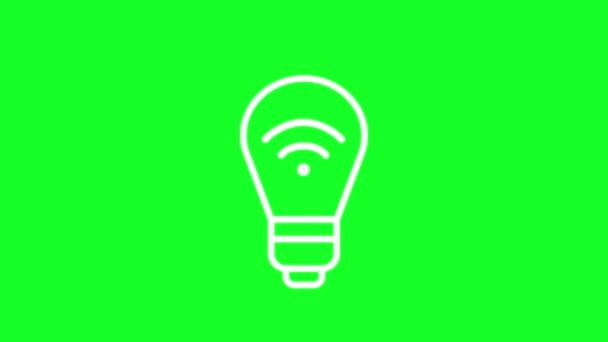 Animado Ícone Linha Branca Lâmpada Inteligente Dispositivo Iluminação Telecomandado Loop — Vídeo de Stock