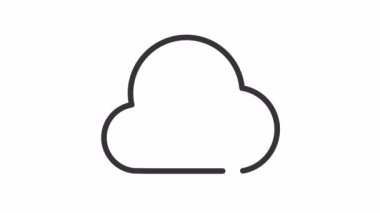 Canlandırılmış bulut depolama lineer simgesi. Bilgi yükle ve yükle. Verileri internete kaydet. Şeffaf arkaplanda alfa kanalı olan kusursuz HD video. Taslak hareketli grafik canlandırması