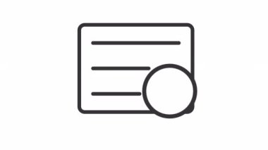 Animasyon iletişim lineer simgeleri. Mektup gönder. İmzalı kağıt. Doğrulama ve onaylama. Şeffaf arkaplanda alfa kanalı olan kusursuz HD video. Taslak hareketli grafik canlandırması