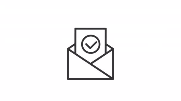Линейный Значок Анимированного Одобрения Получить Документ Проверки Почтовое Уведомление Бесшовный — стоковое видео