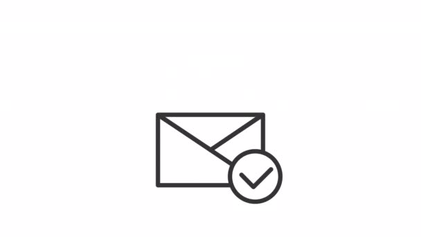 Κινούμενα Στείλετε Γράμμα Γραμμικό Εικονίδιο Πακέτο Χαρτί Φάκελο Εισερχόμενη Αλληλογραφία — Αρχείο Βίντεο