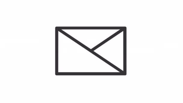 Geanimeerde Envelop Lineair Pictogram Brief Vinkje Stuur Compleet Inkomende Correspondentie — Stockvideo