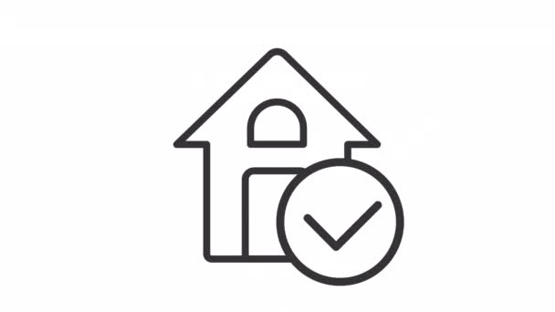 Icono Lineal Inspección Del Hogar Animado Verificación Propiedad Casa Marca — Vídeo de stock