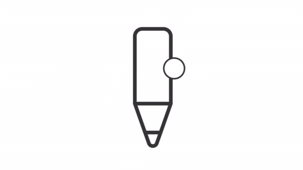 Ikon Linear Pensil Animasi Dokumen Penandatanganan Tempat Tanda Tangan Menulis — Stok Video