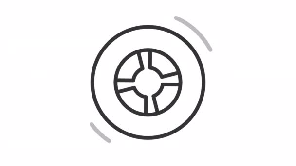Icono Lineal Neumáticos Comprobación Animados Calidad Del Borde Inspección Del — Vídeos de Stock