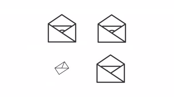 Κινούμενα Γραμμικά Εικονίδια Αλληλογραφίας Ηλεκτρονικό Ταχυδρομείο Στείλτε Και Λάβετε Γράμματα — Αρχείο Βίντεο